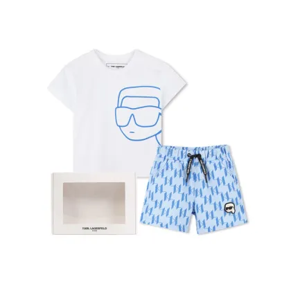 Zdjęcie Karl Lagerfeld Kids Komplet t-shirt i spodenki Z30498 S Niebieski Regular Fit