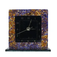 Picture Table clock made of gold Murano glass in amber color