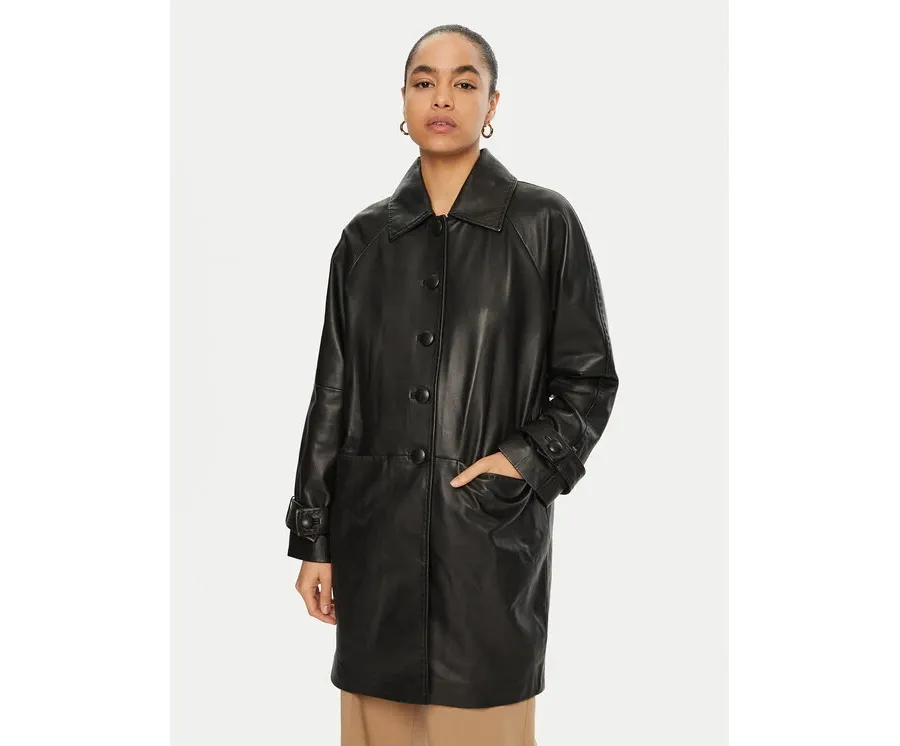 obrazek 1 Luisa Spagnoli Kurtka skórzana Superbo 541221 Czarny Loose Fit