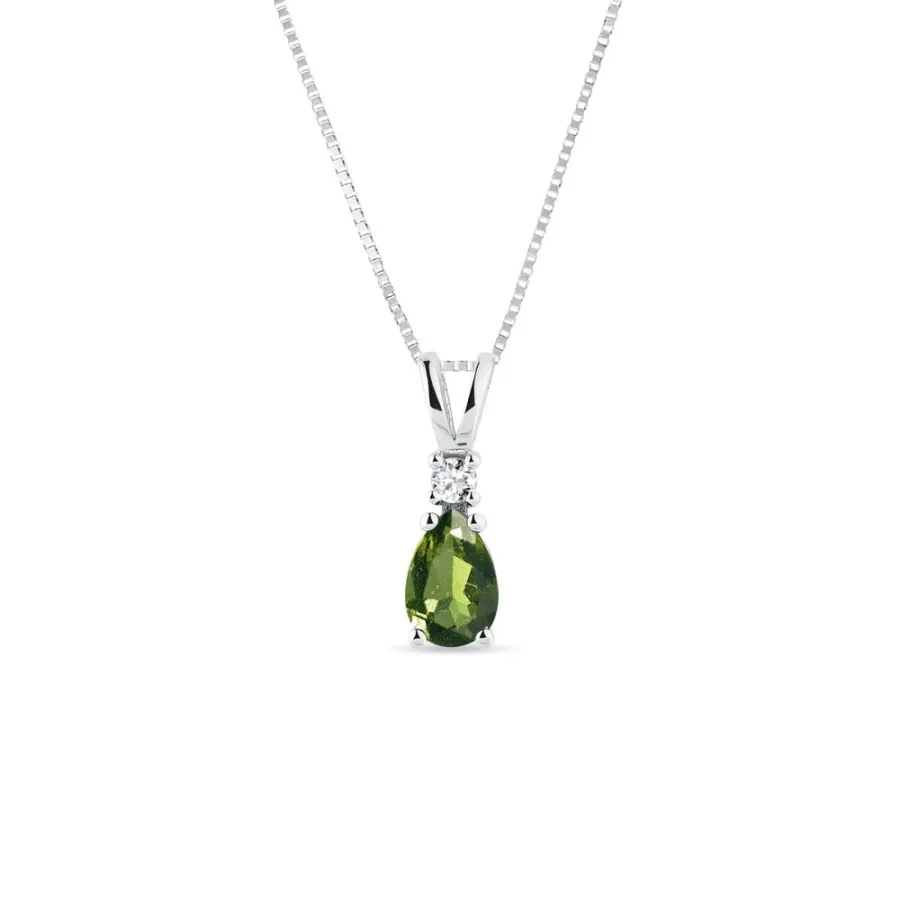 obrazek 1 Wisiorek z białego złota i diamentu Moldavite KLENOTA