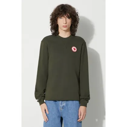 Zdjęcie Fjallraven bluza bawełniana 1960 Logo Badge Sweater męska kolor zielony z aplikacją F87163