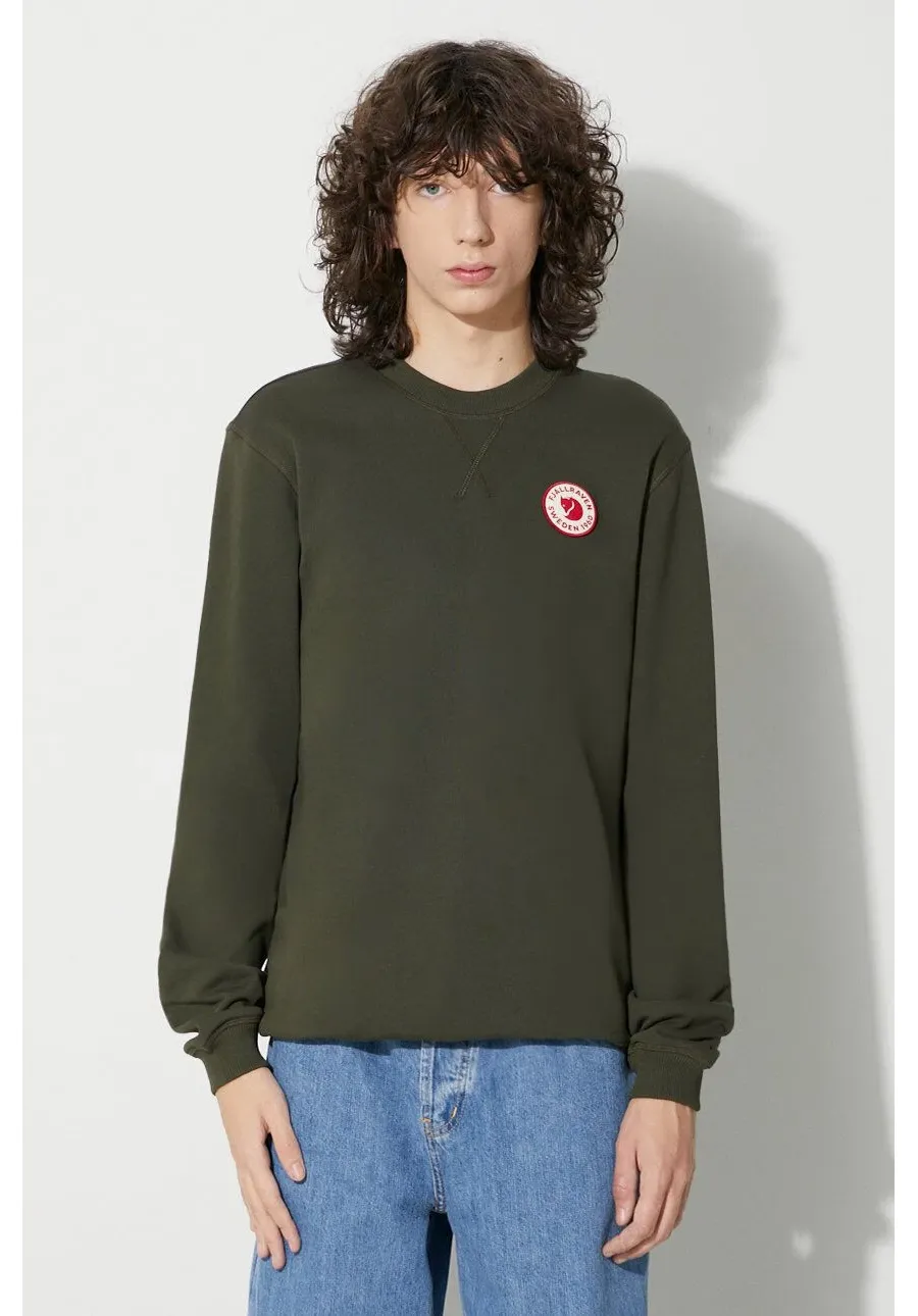 obrazek 1 Fjallraven bluza bawełniana 1960 Logo Badge Sweater męska kolor zielony z aplikacją  F87163