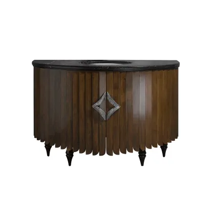 Zdjęcie Orzech/heban, czarny marmur - prestiżowa półokrągła szafka łazienkowa DURBAN-Collecion Alexandra