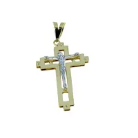 Zdjęcie Dwukolorowy złoty krzyż dla mężczyzn 32x24mm