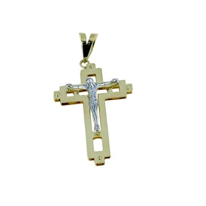 Zdjęcie Dwukolorowy złoty krzyż dla mężczyzn 32x24mm