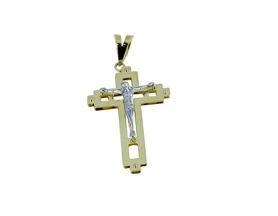 obrazek 1 Dwukolorowy złoty krzyż dla mężczyzn 32x24mm