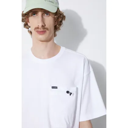 Zdjęcie Columbia t-shirt bawełniany Landroamer męski kolor biały gładki 2076021