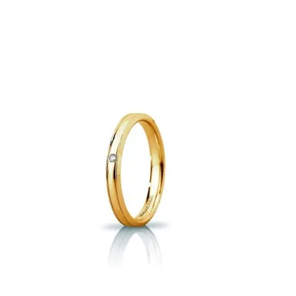 Zdjęcie Piękna Wąska obrączka z żółtego złota z diamentem o masie 0,01 ct. 3mm szerokości