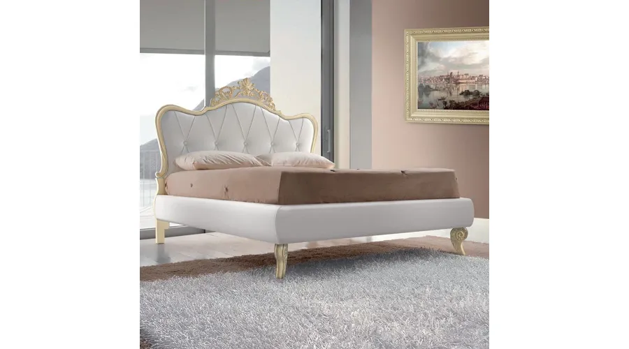 obrazek 1 Eleganckie łóżko z zagłówkiem z ekoskóry