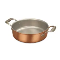 Picture A low pot with a diameter of 24 cm from copper with a handle made of stainless steel