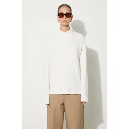 Zdjęcie Carhartt WIP longsleeve Signature Mockneck damski kolor beżowy z golfem I034019.D6XX