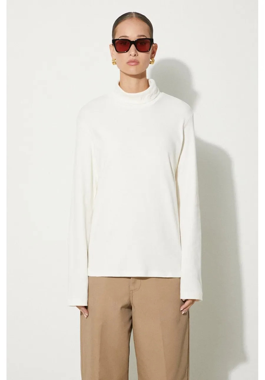 obrazek 1 Carhartt WIP longsleeve Signature Mockneck damski kolor beżowy z golfem I034019.D6XX