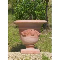 Picture Terracotta pot made of clay with a stand - Fornace Masini