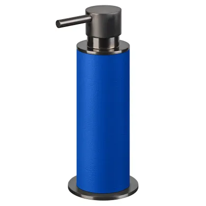 Picture Bathroom dispenser Ø7xH19 cm with Majorelle blue leather finish