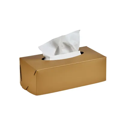 Zdjęcie Niepowtarzalne skórzane pudełko na chusteczki 23x12xH7,5 cm w kolorze musztardowym