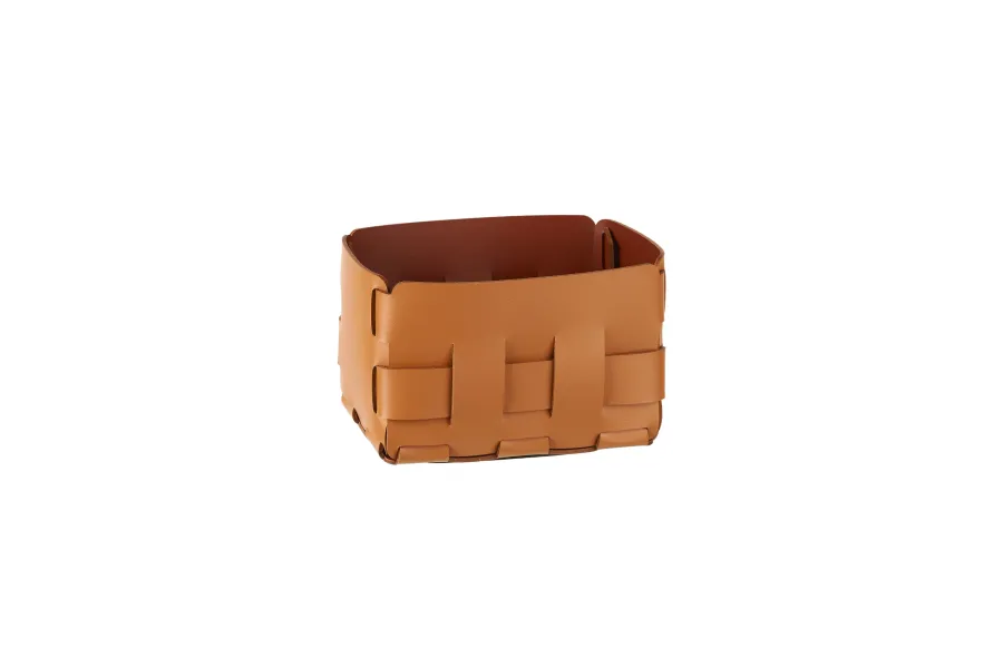 obrazek 4 Mały koszyk Bottega 12x19xH13 cm w wyjątkowym bursztynowym kolorze