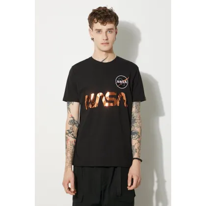 Zdjęcie Alpha Industries t-shirt bawełniany kolor czarny z nadrukiem 178501.209-CZARNY