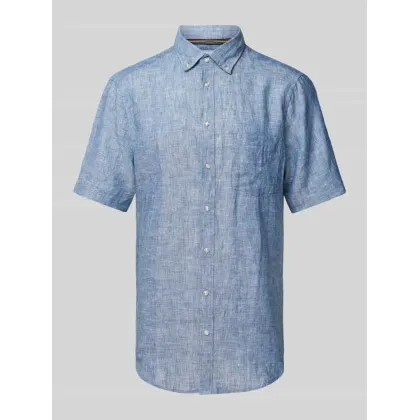 Zdjęcie Koszula lniana o kroju regular fit z kołnierzykiem typu button down