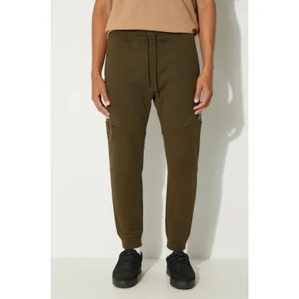 Zdjęcie C.P. Company spodnie dresowe bawełniane Diagonal Raised Fleece Lens Sweatpants kolor zielony gładkie 17CMSP084A005086W