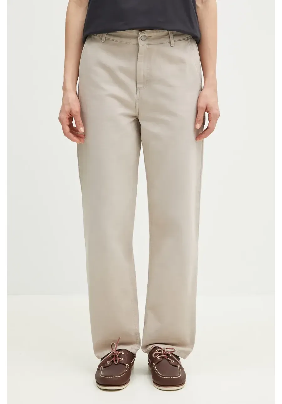 obrazek 1 Carhartt WIP spodnie Pierce Pant Straight damskie kolor beżowy fason chinos high waist I034829