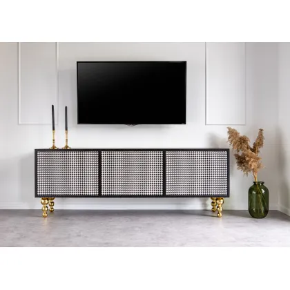 Zdjęcie Luksusowa komoda z forniru, mosiądzu i ekskluzywnych tkanin - Spilla Scacchi