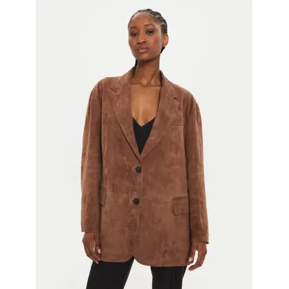 Zdjęcie Weekend Max Mara Kurtka skórzana Oggi 2425446021 Brązowy Regular Fit