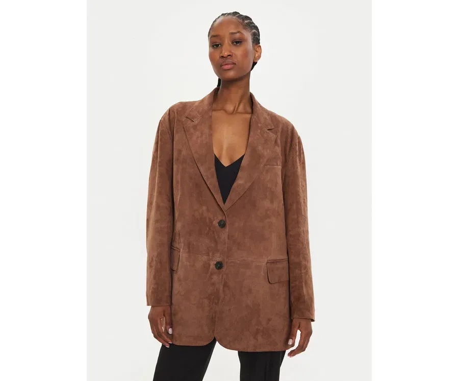obrazek 1 Weekend Max Mara Kurtka skórzana Oggi 2425446021 Brązowy Regular Fit