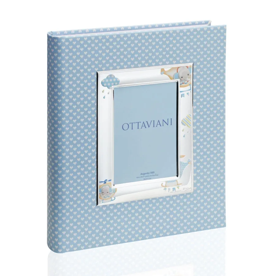 obrazek 1 Niebieski album na zdjęcia dziecka „Słoń w helikopterze” 20×25 cm