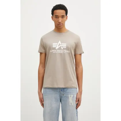Zdjęcie Alpha Industries t-shirt bawełniany Basic T-Shirt kolor beżowy z nadrukiem 100501.679-BEZOWY