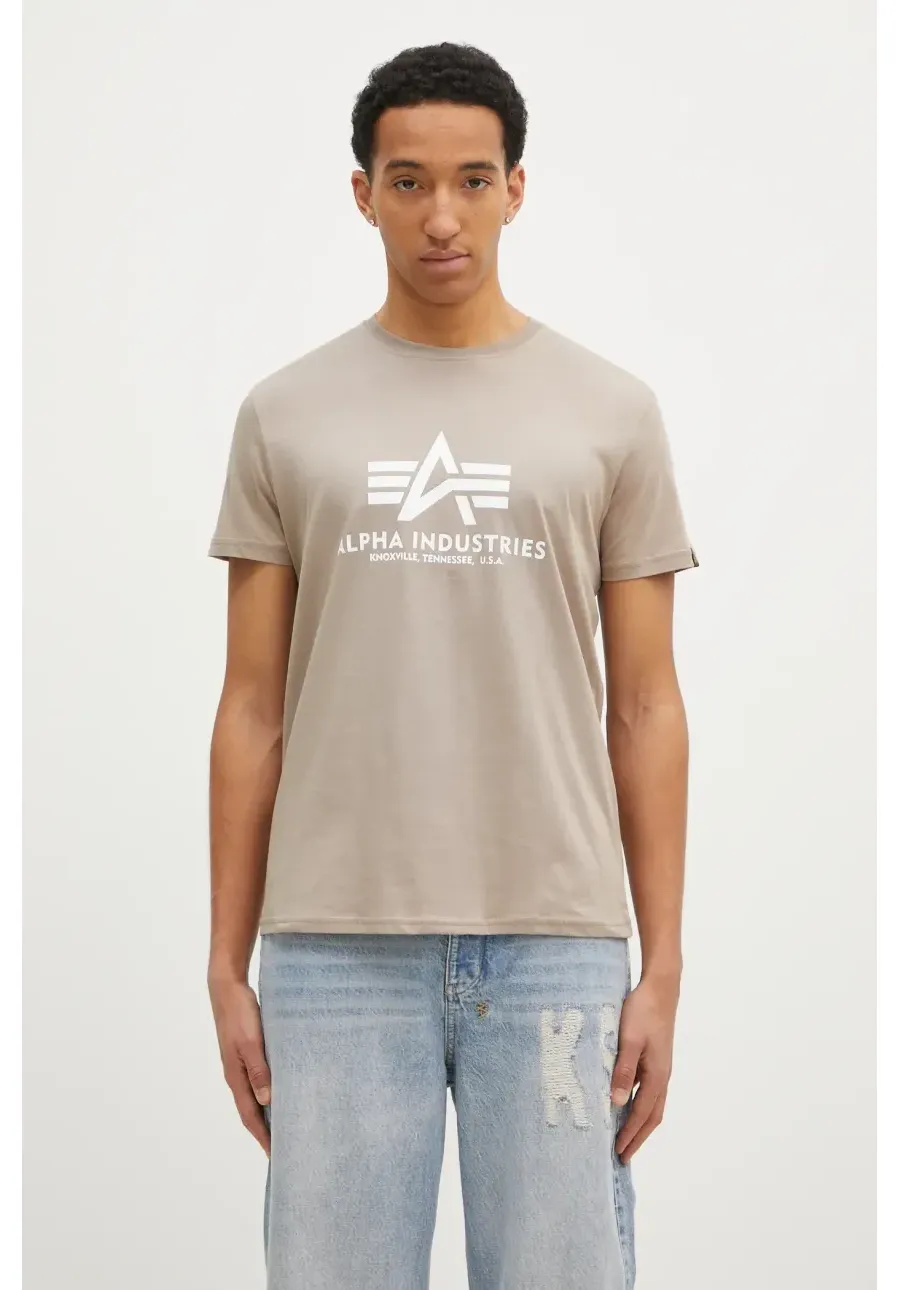 obrazek 1 Alpha Industries t-shirt bawełniany Basic T-Shirt kolor beżowy z nadrukiem 100501.679-BEZOWY