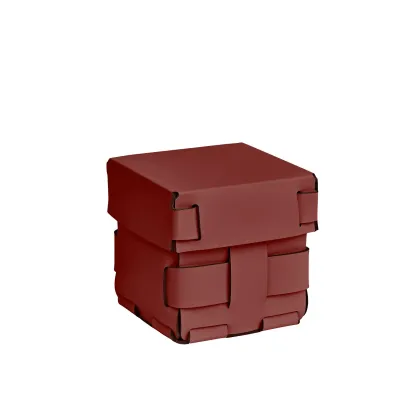 Zdjęcie Mały bordowy sześcienny koszyk Bottega 12x12xH13 cm
