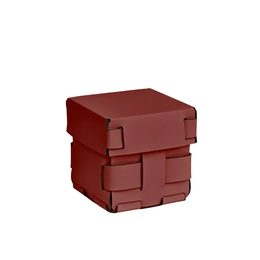 obrazek 1 Mały bordowy sześcienny koszyk Bottega 12x12xH13 cm