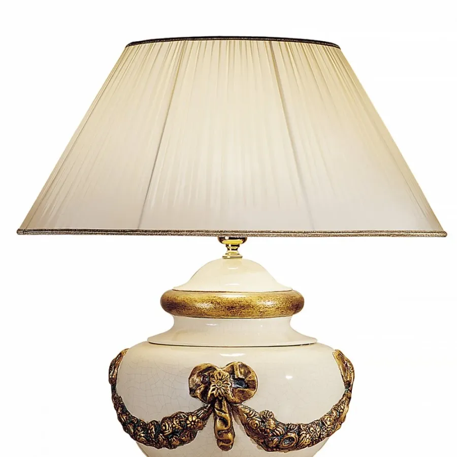obrazek 2 Duża lampa stołowa z girlandami z glazurowanej ceramiki H.43xL.40xP.40 cm