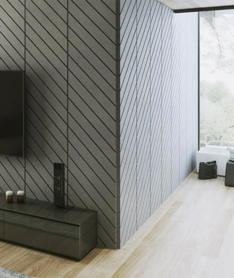 obrazek 1 121x50,1 cm VT - PB43 (B1 siwo biały) JODEŁKA - Panel dekor 3D beton architektoniczny