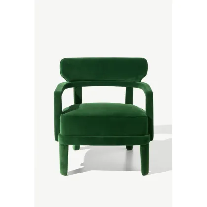 Zdjęcie Fotel Zoe z zakrzywionymi panelami pokryty tkaniną lub skórą