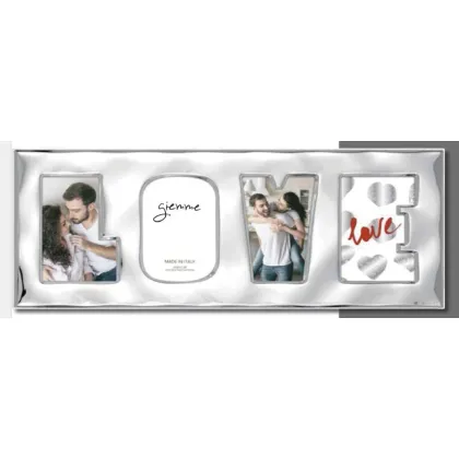 Picture Unique silver photo frame 13x33 cm in the shape of the word