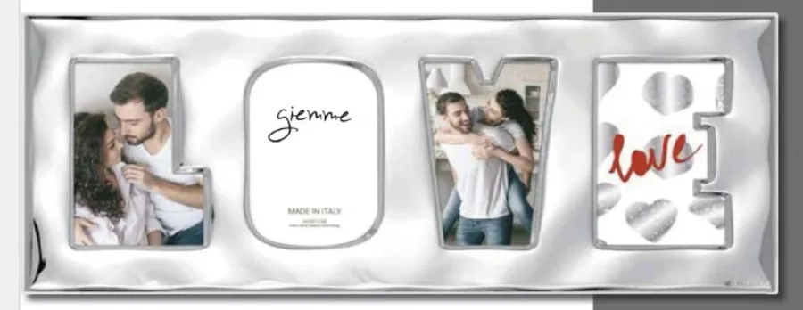 obrazek 1 Wyjątkowa srebrna ramka na zdjęcia 13х33 cm w kształcie słowa „love”