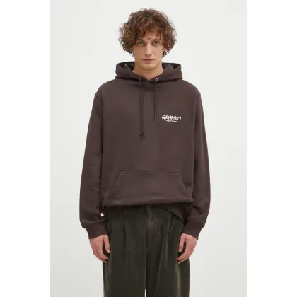 Zdjęcie Gramicci bluza bawełniana Original Fredm Hoded Sweatshrt męska kolor brązowy z kapturem z nadrukiem G4FU.J113