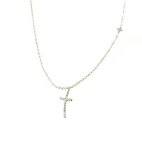 Zdjęcie Włoski łańcuszek Belchera z zawieszką krzyżową 13x10 mm. i mały krzyżyk 5x4mm. wyłożone cyrkonią. długość cm.42