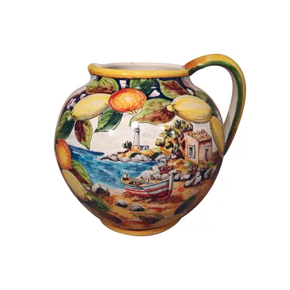 Picture Italian ceramic jug with a seascape