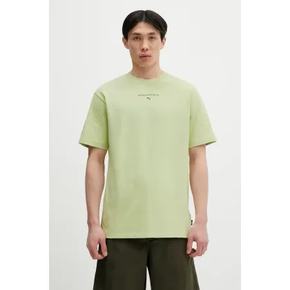 Zdjęcie Puma t-shirt bawełniany GRAPHICS The Puma Cat Tee męski kolor zielony z nadrukiem 629411