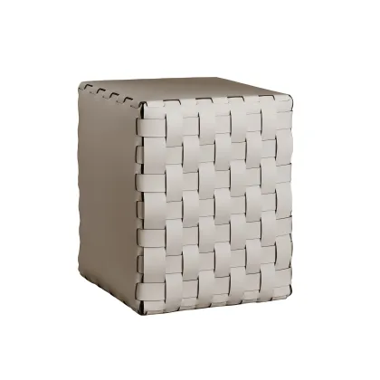 Zdjęcie Piękna tapicerowana pufa Bottega 35x35xH40 cm w kolorze perłowym