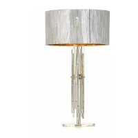 Picture Stylish table lamp made of glass and brass elements in the shape of bamboo with a fabric lampshade - Il Paralume Marina