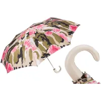 Picture A unique brown women's umbrella decorated with pink roses - Pasotti
