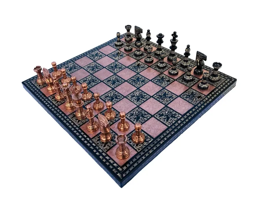 obrazek 5 Piękny komplet Ancient Art wykonany z litego mosiądzu dla miłośników szachów - The Chess Empire