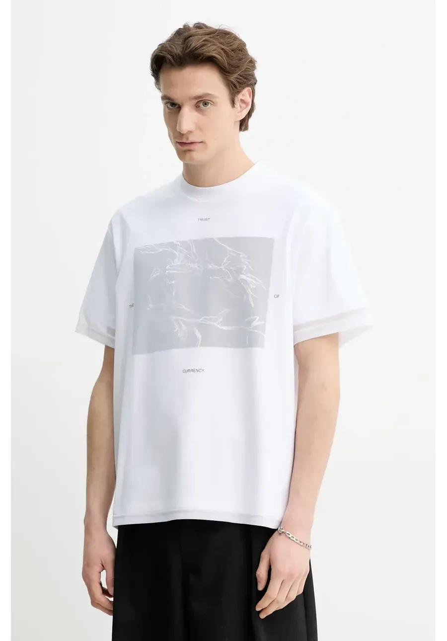 obrazek 1 Heliot Emil t-shirt męski kolor biały z nadrukiem SS25_M_09_138_WHT02