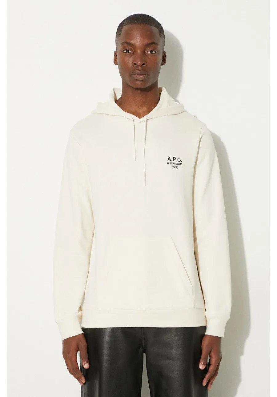 obrazek 1 A.P.C. bluza bawełniana Marvin męska kolor biały z kapturem z aplikacją COEZD.H27733-MARINE