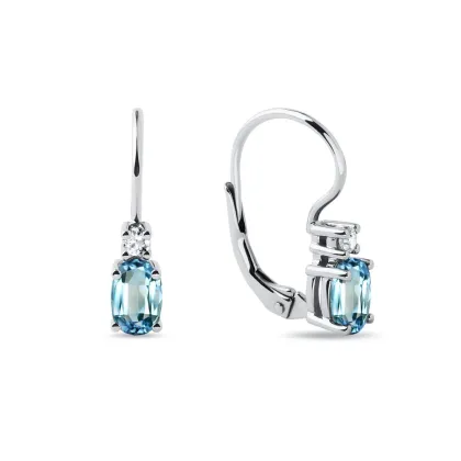 Zdjęcie Kolczyki z białego złota z owalnymi topazami i diamentami KLENOTA