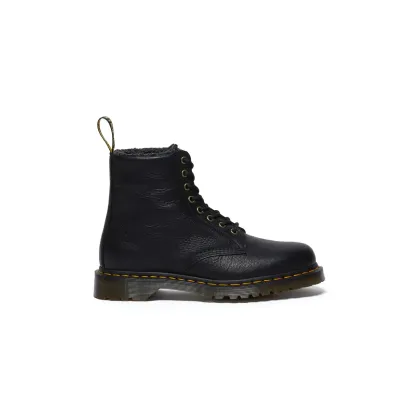 Zdjęcie Dr. Martens workery skórzane 1460 WL kolor czarny na płaskim obcasie ocieplone DM31873001