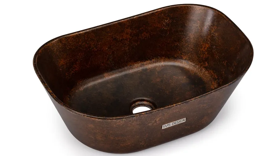 obrazek 2 Designerska umywalka 50 cm LIBRA BASIC – SMOKED METAL, miedziany i czarny, lakier półmatowy